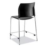 Cafetorium Counter Height Stool, Padded, Supports Up to 300 lb, 24" Seat Height, Black Seat, Black Back, Chrome Base