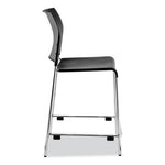 Cafetorium Counter Height Stool, Supports Up to 300 lb, 24" Seat Height, Black Seat, Black Back, Chrome Base