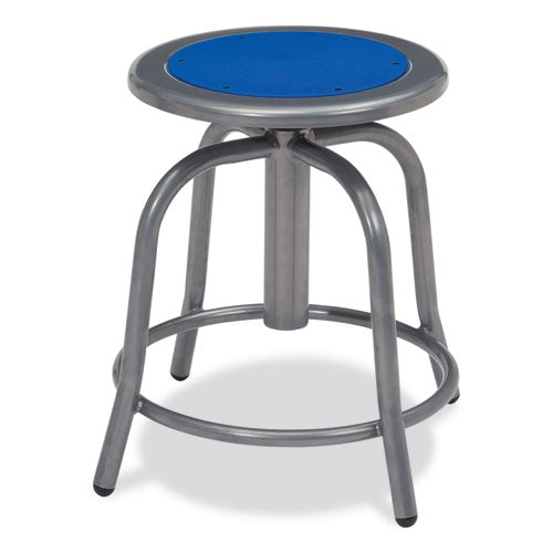 6800 Series Height Adjustable Metal Seat Stool, Supports Up to 300 lb, 18" to 24" Seat Height, Persian Blue Seat/Gray Base