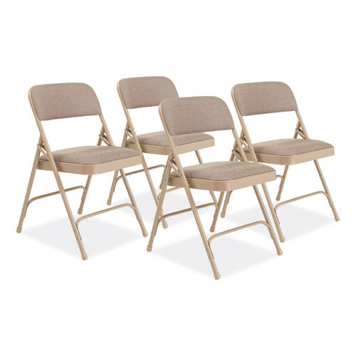 2200 Series Deluxe Fabric Upholstered Dual-Hinge Premium Folding Chair, Supports Up to 500 lb, Cafe Beige, 4/Carton