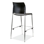 Cafetorium Bar Height Stool, Supports Up to 500 lb, 31" Seat Height, Black Seat, Black Back, Chrome Base