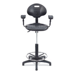 6700 Series Polyurethane Adj Height Task Chair w/Arms, Supports Up to 300 lb, 22" to 32" Seat Height, Black Seat, Black Base