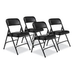 1200 Series Premium Vinyl Dual-Hinge Folding Chair, Supports Up to 500 lb, 17.75" Seat Height, Caviar Black, 4/Carton