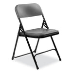 800 Series Plastic Folding Chair, Supports Up to 500 lb, 18" Seat Height, Charcoal Seat, Charcoal Back, Black Base, 4/Carton