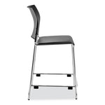 Cafetorium Counter Height Stool, Padded, Supports Up to 300 lb, 24" Seat Height, Black Seat, Black Back, Chrome Base