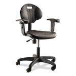 6700 Series Polyurethane Adjustable Height Task Chair with Arms, Supports 300 lb, 16" to 21" Seat Height, Black Seat/Base