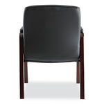 Alera Madaris Series Bonded Leather Guest Chair with Wood Trim Legs, 25.39" x 25.98" x 35.62", Black Seat/Back, Mahogany Base