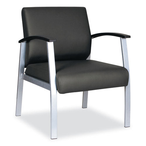 Alera metaLounge Series Mid-Back Guest Chair, 24.6" x 26.96" x 33.46", Black Seat, Black Back, Silver Base