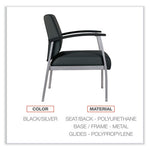 Alera metaLounge Series Mid-Back Guest Chair, 24.6" x 26.96" x 33.46", Black Seat, Black Back, Silver Base