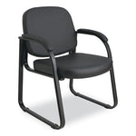 Alera Genaro Series Faux Leather Half-Back Sled Base Guest Chair, 25" x 24.80" x 33.66", Black Seat, Black Back, Black Base