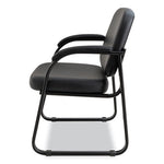 Alera Genaro Series Faux Leather Half-Back Sled Base Guest Chair, 25" x 24.80" x 33.66", Black Seat, Black Back, Black Base