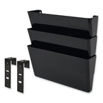 DocuPocket Stackable Three-Pocket Partition Wall File, 3 Sections, Letter Size, 13" x 4", Black