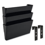 DocuPocket Stackable Three-Pocket Partition Wall File, 3 Sections, Letter Size, 13" x 4", Black