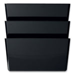 DocuPocket Stackable Three-Pocket Partition Wall File, 3 Sections, Letter Size, 13" x 4", Black