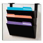 DocuPocket Stackable Three-Pocket Partition Wall File, 3 Sections, Letter Size, 13" x 4", Black