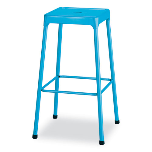 Steel Bar Stool, Backless, Supports Up to 275 lb, 29" Seat Height, BabyBlue Seat, BabyBlue Base