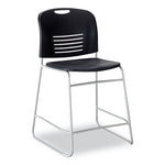 Vy Counter Height Chair, Supports Up to 350 lb, 25" Seat Height, Black Seat, Black Back, Silver Base