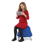 Runtz Ball Chair, Backless, Supports Up to 250 lb, Blue Fabric Seat, Silver Base