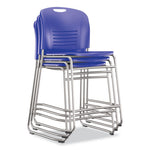 Vy Counter Height Chair, Supports Up to 350 lb, 25" Seat Height, Blue Seat, Blue Back, Silver Base