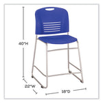 Vy Counter Height Chair, Supports Up to 350 lb, 25" Seat Height, Blue Seat, Blue Back, Silver Base