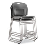 Vy Counter Height Chair, Supports Up to 350 lb, 25" Seat Height, Black Seat, Black Back, Silver Base