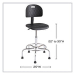 Workfit Economy Industrial Chair, Supports Up to 400 lb, 22" to 30" Seat Height, Black Seat, Black Back, Silver Base