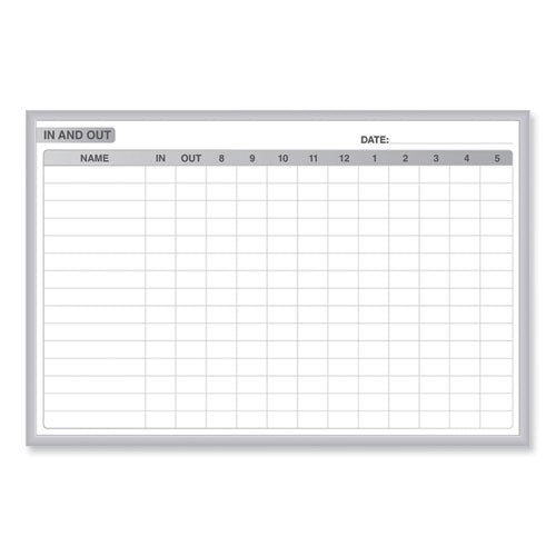 In/Out Magnetic Whiteboard, 36 x 24, White/Gray Surface, Satin Aluminum Frame, Ships in 7-10 Business Days