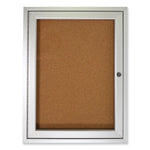1 Door Enclosed Natural Cork Bulletin Board with Satin Aluminum Frame, 18 x 24, Tan Surface, Ships in 7-10 Business Days