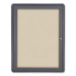 Ovation 1 Door Enclosed Beige Fabric Bulletin Board w/Gray Frame, 24.13x33.75, Aluminum Frame, Ships in 7-10 Business Days