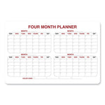 4 Month Whiteboard Calendar with Radius Corners, 36 x 24, White/Red/Black Surface, Ships in 7-10 Business Days