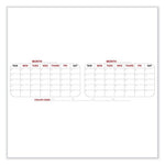 4 Month Whiteboard Calendar with Radius Corners, 36 x 24, White/Red/Black Surface, Ships in 7-10 Business Days