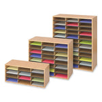 Wood/Corrugated Literature Organizer, 36 Compartments, 29 x 12 x 34.5, Medium Oak, Ships in 1-3 Business Days