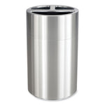 Triple Recycling Receptacle, 40 gal, Steel, Brushed Aluminum, Ships in 1-3 Business Days