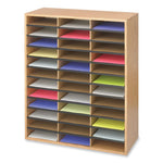 Wood/Corrugated Literature Organizer, 36 Compartments, 29 x 12 x 34.5, Medium Oak, Ships in 1-3 Business Days