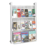 Luxe Magazine Rack, 9 Compartments, 31.75w x 5d x 41h, Clear/Silver, Ships in 1-3 Business Days