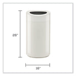 Open Top Oval Waste Receptacle, 14 gal, Steel, White, Ships in 1-3 Business Days