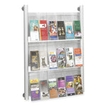 Luxe Magazine Rack, 9 Compartments, 31.75w x 5d x 41h, Clear/Silver, Ships in 1-3 Business Days