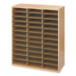 Wood/Corrugated Literature Organizer, 36 Compartments, 29 x 12 x 34.5, Medium Oak, Ships in 1-3 Business Days