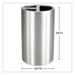 Triple Recycling Receptacle, 40 gal, Steel, Brushed Aluminum, Ships in 1-3 Business Days