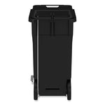 Plastic Step-On Receptacle, 32 gal, Metal, Black