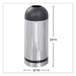 Waste Receptacle, 15 gal, Steel, Stainless Steel/Black, Ships in 1-3 Business Days