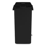 Plastic Step-On Receptacle, 32 gal, Metal, Black