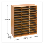 Wood/Corrugated Literature Organizer, 36 Compartments, 29 x 12 x 34.5, Medium Oak, Ships in 1-3 Business Days