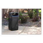 Twist Waste Receptacle with Closed Top, 32 gal, Steel, Black