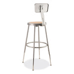 6200 Series 25" to 33" Height Adjustable Heavy Duty Stool with Backrest, Supports Up to 500 lb, Brown Seat, Gray Base