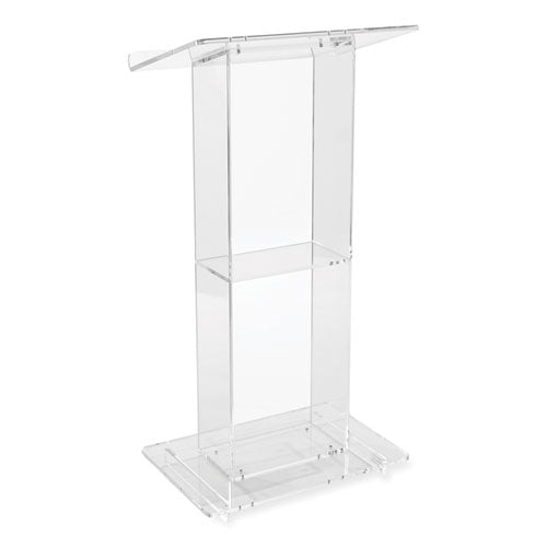 Clear Acrylic Lectern with Shelf, 24 x 15 x 46, Clear