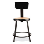 6200 Series 18" Heavy Duty Stool with Backrest, Supports Up to 500 lb, 33" Seat Height, Brown Seat, Black Back/Base