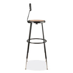 6200 Series 32"-39" Height Adjustable Heavy Duty Stool With Backrest, Supports Up to 500 lb, Brown Seat, Black Base