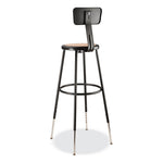6200 Series 32"-39" Height Adjustable Heavy Duty Stool With Backrest, Supports Up to 500 lb, Brown Seat, Black Base