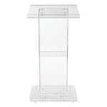 Clear Acrylic Lectern with Shelf, 24 x 15 x 46, Clear